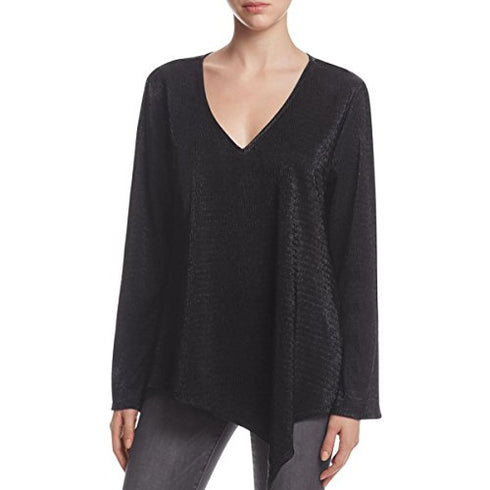 Status By Chenault Womens Metallic Textured Pullover Top